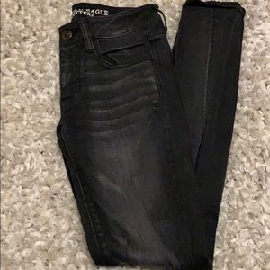 American Eagle High Waisted Black Distressed Jeans